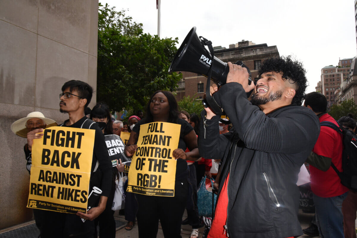 Protesters outside Hunter College