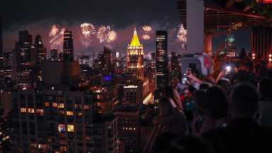 Fourth of July fireworks from Somewhere Nowhere in New York City in 2022.