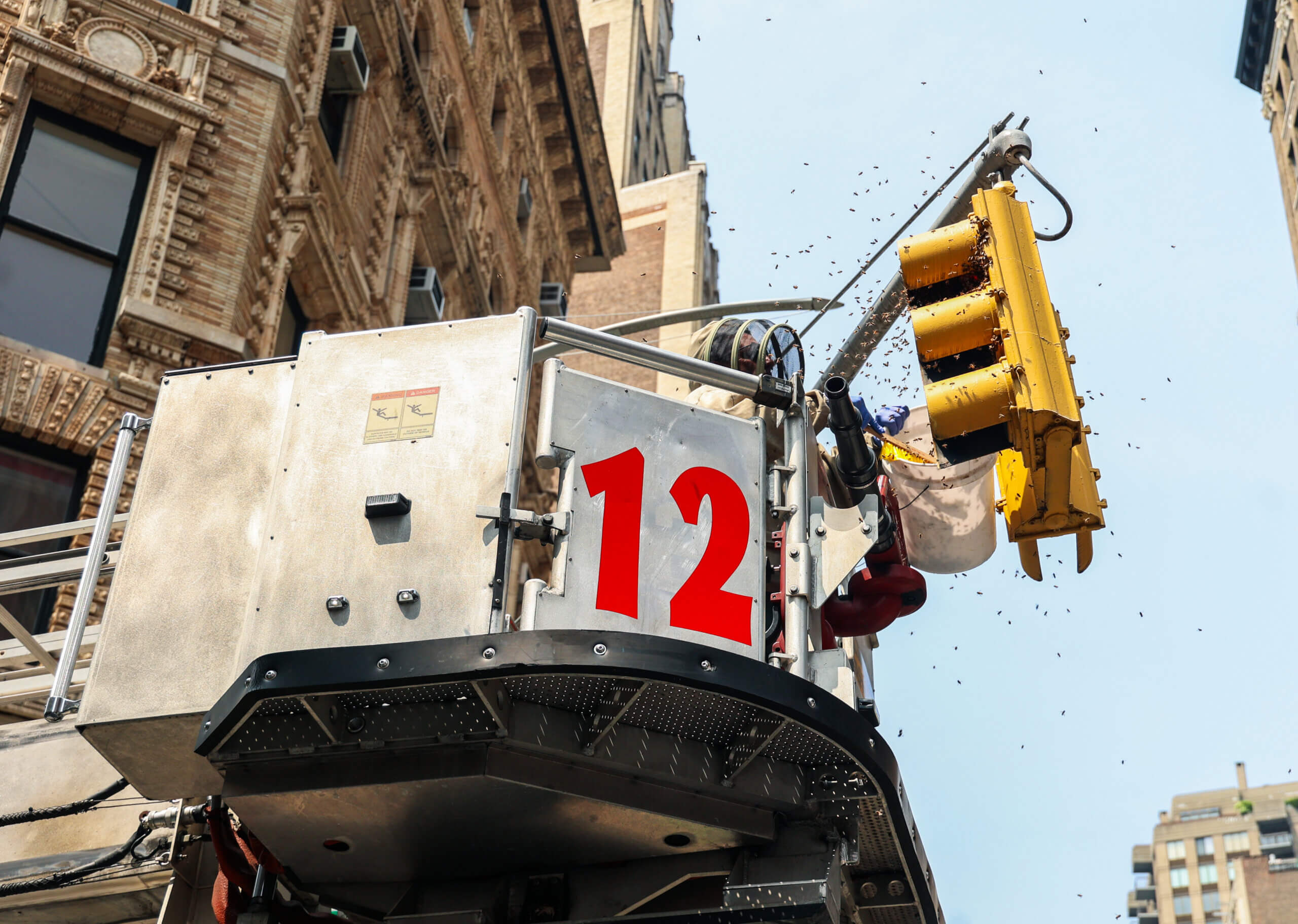 Un-bee-lievable: Beehive removed from traffic light in Flatiron District 6 Beekeeper Andrew Coté removed bees from a traffic light