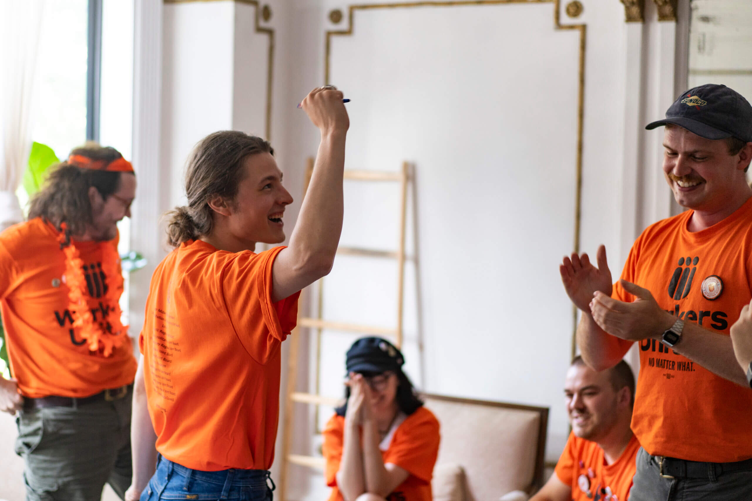 Workers at a popular pizzeria in Brooklyn form union, first pizza restaurant in New York City to do so 7 Alex Dinndorf, a server at Barboncino and lead organizer of Barboncino Workers United, celebrates the restaurant becoming the first pizzeria