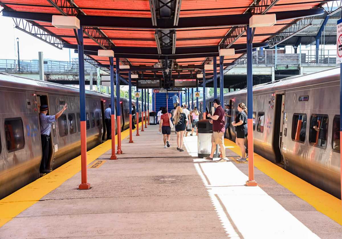 MTA LIRR trains at Mets-Willets Point station