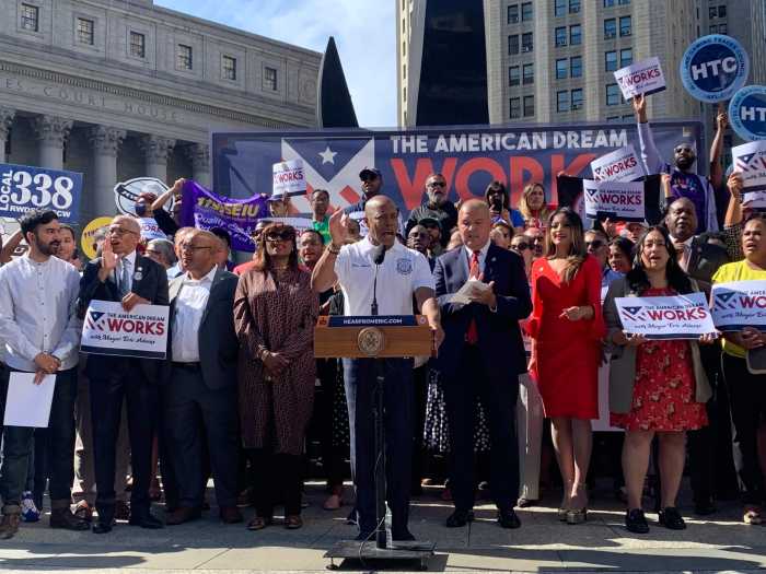 'Stop this madness': Mayor, local pols, labor groups demand feds grant migrant work permits at Foley Square rally 3