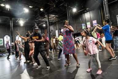 Rehearsal for the public theater’s free ‘Shakespeare in the Park’
