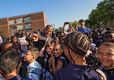 NYC public schools to get an extra December day off, thanks to one Brooklyn student's petition 12 Mayor Eric Adams celebrates the first day back to school at P.S. 121 The Throop School in the Bronx on Thursday, Sept. 7, 2023.