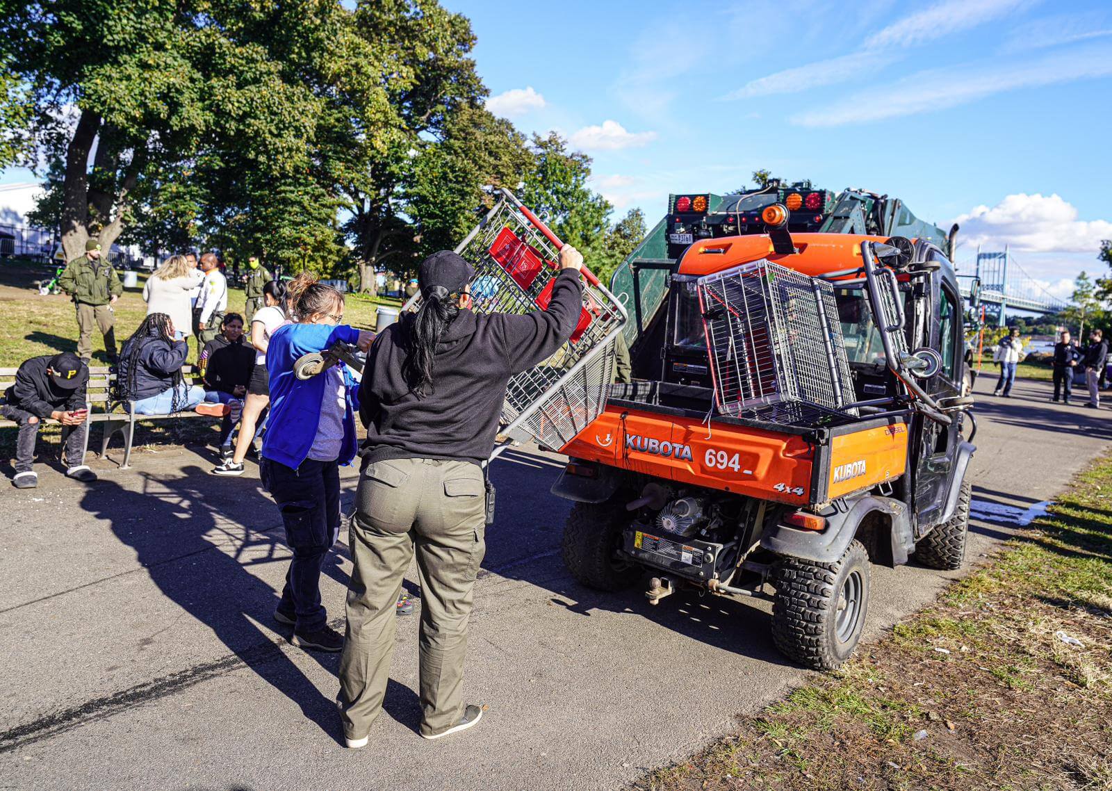 Illegal migrant-run market on Randall's Island busted, cops confiscate scooters near emergency shelter 9 Parks Department officers returned to the island to clean up the market