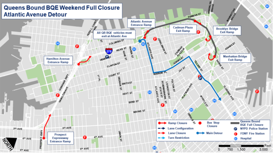 The BQE is closed in Brooklyn for repairs this weekend — here's what you should know before you drive 3 Traffic will be redirected onto local streets for the duration of the closure.