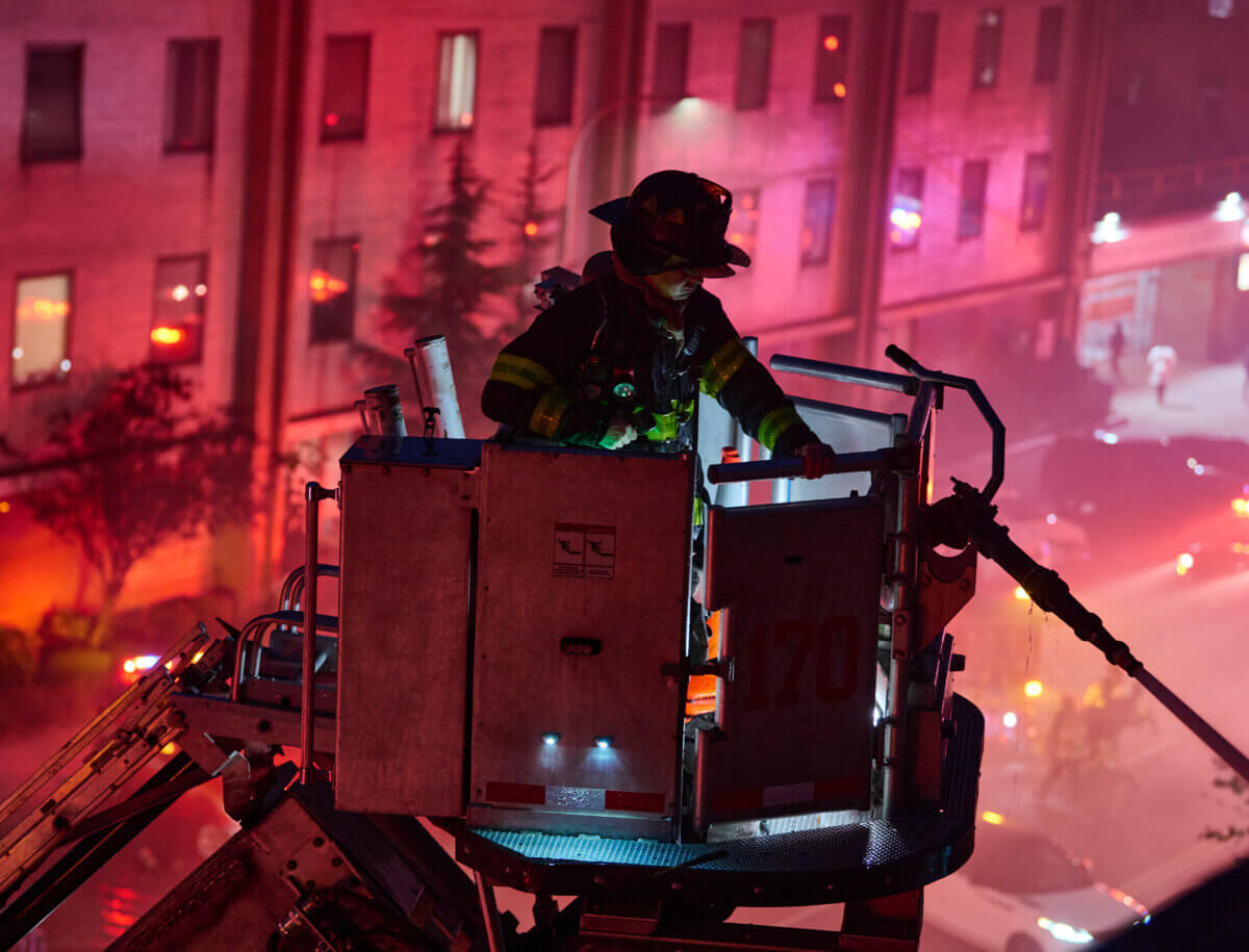 Firefighters were forced into a defensive fire during a three alarm fire at 544 Rockaway Parkway