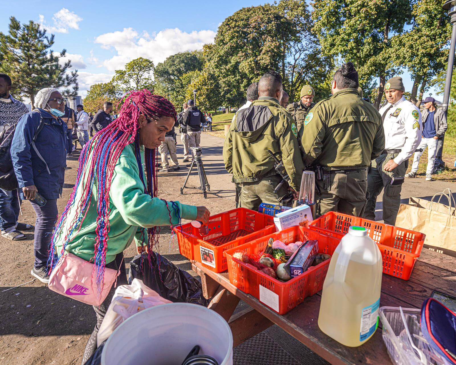Illegal migrant-run market on Randall's Island busted, cops confiscate scooters near emergency shelter 8 illegal market outside of the Randall's Island