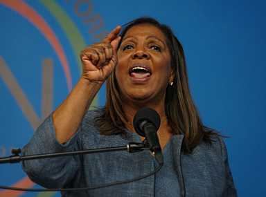 Editorial | Challenging an unjust trans sports ban in New York 44 woman speaking into microphone and pointing