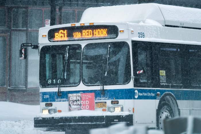MTA prepares to run mostly normal service during Tuesday winter storm 9 bus