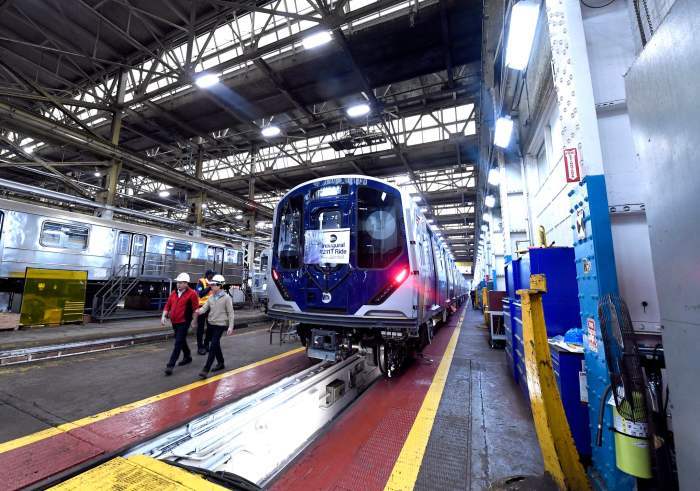 New 'open gangway' R211 subway cars enter service on the C line between Brooklyn & Manhattan 6 An R211T at the 207th Street subway yard