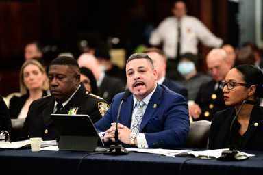 NYPD Commissioner Edward Caban speaks at City Council hearing