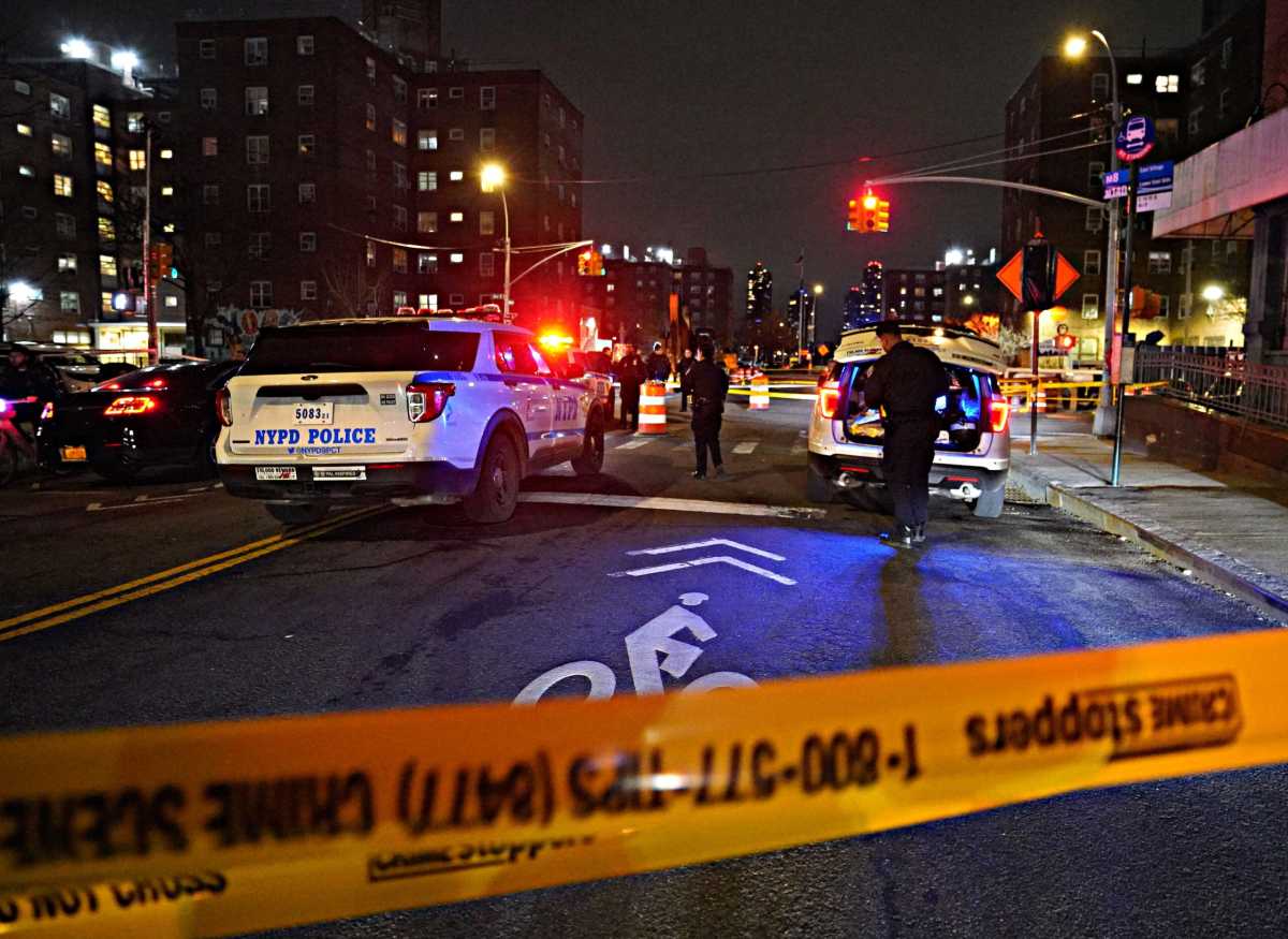 The scene of a street collision in Manhattan in March 2024