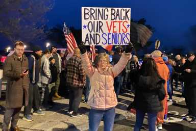 'Bring back our seniors': Staten Islanders angry over migrant shelter where residents displaced, safety issues remain 38 Staten Island resident holds up sign at protest over migrant shelter