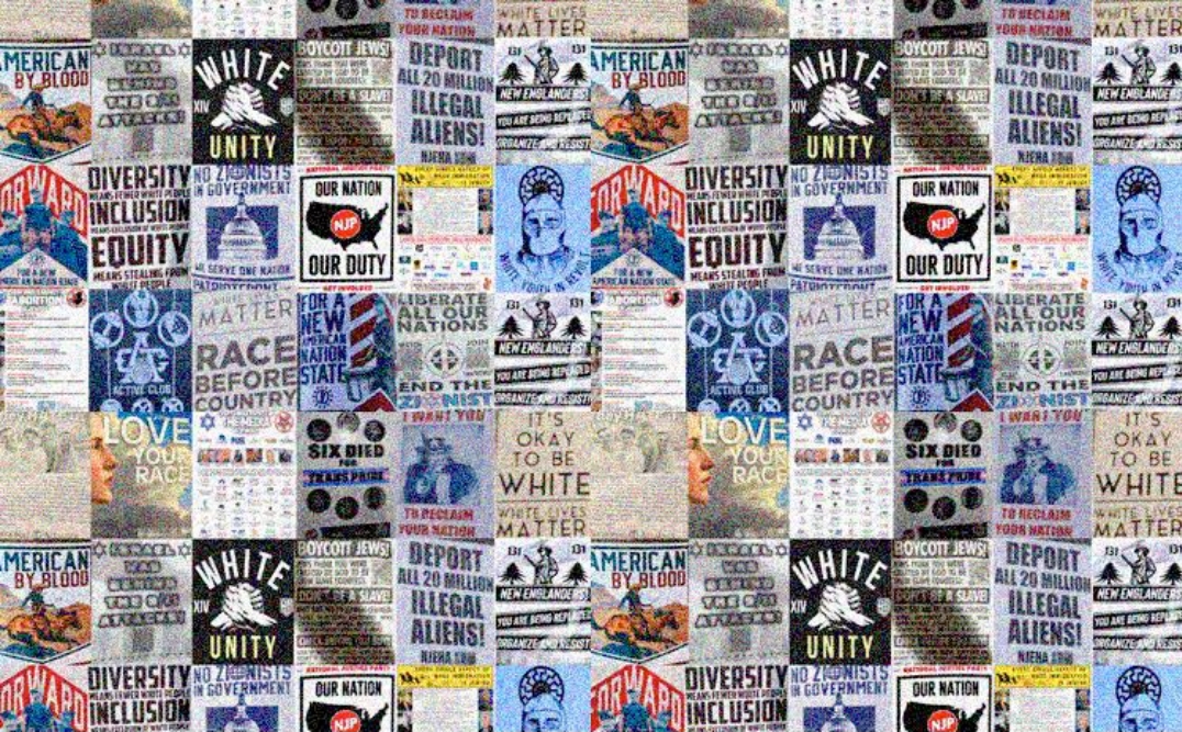 White supremacist propaganda incidents surge in New York: Anti-Defamation League 3 Collage of white supremacist propaganda posters