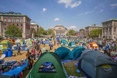 Columbia University says it has begun suspending students Monday afternoon as tensions ran high following a 2 p.m. deadline to vacate the lawn.