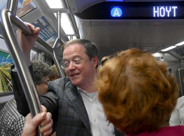 Op-ed | Thinking outside the 'booth' and in the subways themselves 6 MTA New York City Transit President Richard Davey talking with subway commuters