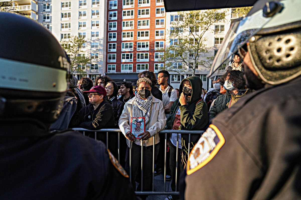 NYU students re-erected an encampment outside the college