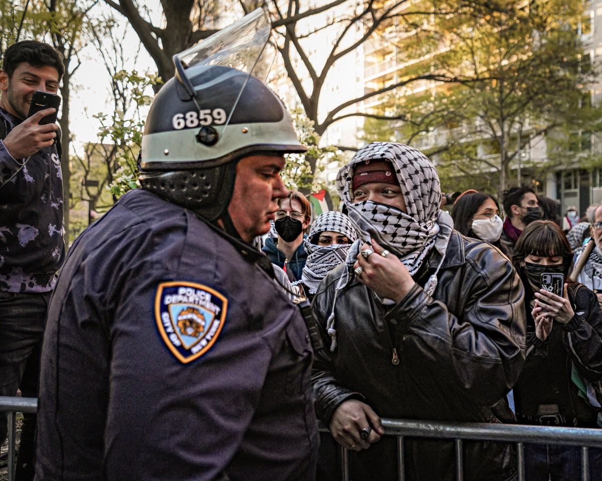 NYU students re-erected an encampment outside the college