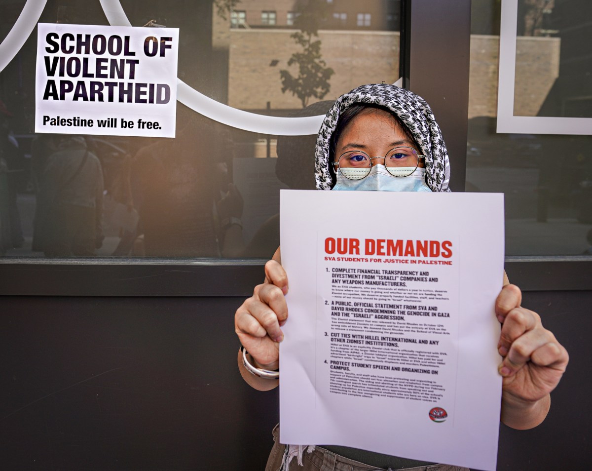 Chalk pleas and arguments with opponents: Inside another college campus pro-Palestine protest in Manhattan 8 SVA Students Join Pro-Palestine Protests