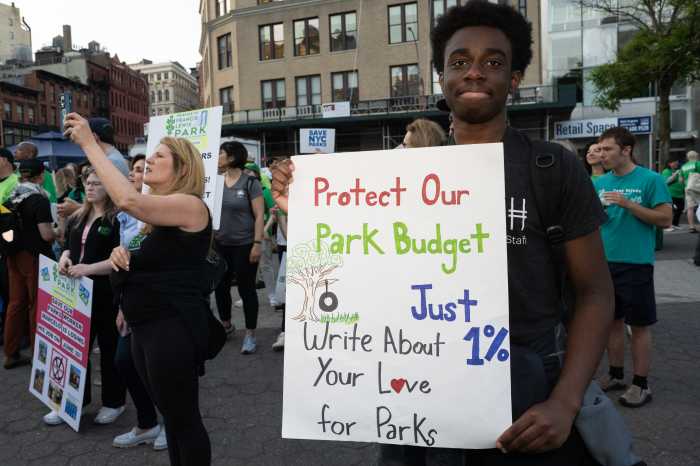 Park advocates demand Mayor Adams restore budget cuts to NYC Parks 5 Park advocates demand Mayor Adams restore the NYC parks' budget cuts at a rally in Union Square.