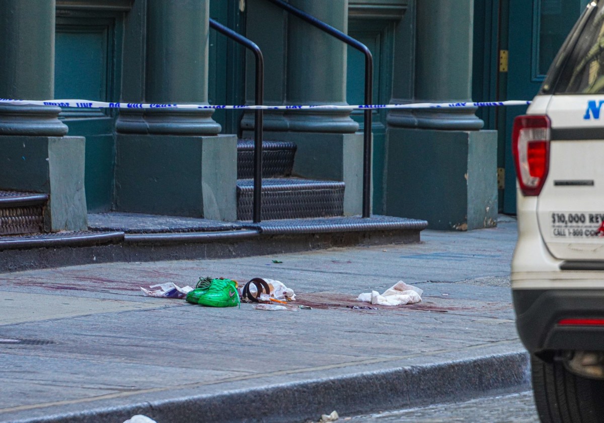 The blood-splattered crime scene where Javier Osorio-Mejia was shot dead in SoHo