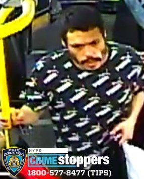 Brooklyn cops hunt for brute who assaulted MTA passenger with a glass bottle 3 man in black and white shirt on a bus in Brooklyn