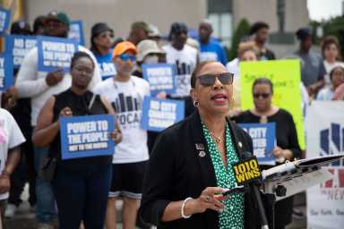 Editorial | The City Council, and voters, suffer a power loss over ballot questions 38 City Council Speaker Adrienne Adams rallies with council members and advocates against the mayor's Charter Revision Commission ahead of its final meeting at the Brooklyn Public Library's Central Branch. Thursday, July 25, 2024.