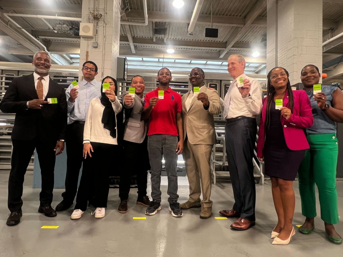 NYC public school students will get free OMNY Cards next year instead of MetroCards - with more time and rides to use 3 MTA Chair and students holding up student OMNY cards