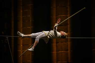 Famed tightrope walker Philippe Petit marks 50th anniversary of historic high wire walk between Twin Towers with artistic performance 26 At 74-years-old, Philippe Petit once again defied the odds.