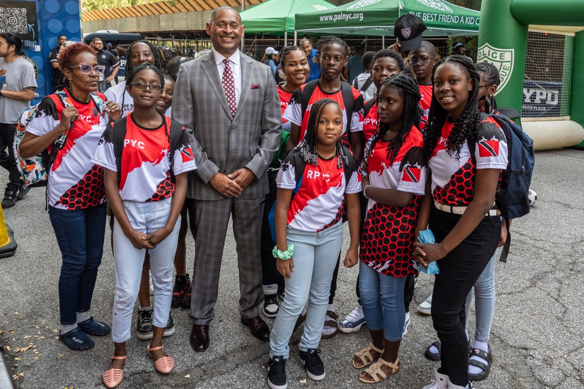 NYPD hosts Back-To-School-Bash at 1 Police Plaza 5 NYPD Deputy Commissioner Mark Stewart (middle) with a group of students