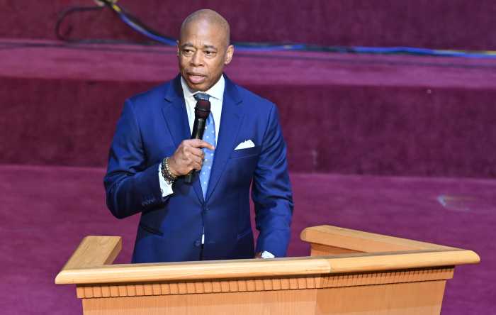 Mayor Adams visits Queens church for pastor's installation amid federal corruption indictment 7 Mayor Adams speaking during church service