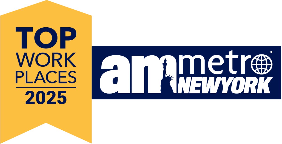 Top Workplaces 2023 award logo next to amNewYork Metro logo.