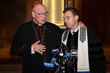 Ahead of Oct. 7, Cardinal Dolan joins interfaith Rosh Hashanah shabbat service in Manhattan 16 Cardinal Dolan and Rabbi Davidson at shabbat service ahead of Oct. 7 anniversary.