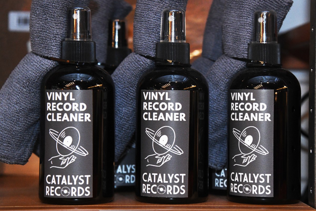 Catalyst Records sells its own brand of vinyl cleaner, developed over the years by Guarinello