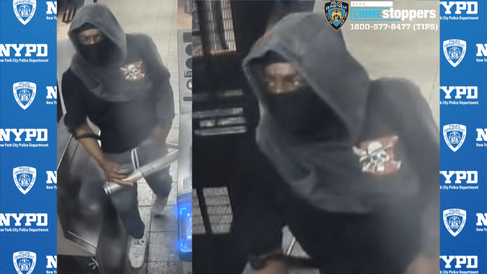 Masked perp and accomplice shake down victims in Manhattan subway robbery spree 3 man wearing black mask who allegedly took part in Manhattan train robbery spree