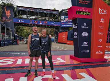 NYC MARATHON | Two NYPD members running the journey for themselves and their department 16 Police Officer Tim Miley (left) and Sergeant Katherine Guerrero prepare for the New York City Marathon.