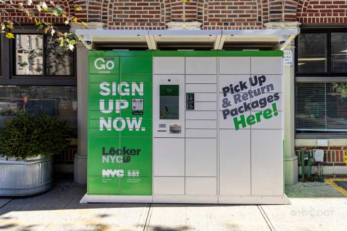 NYC expands public locker program ahead of holiday season deliveries 3 a locker on a sidewalk part of NYC public locker program for deliveries