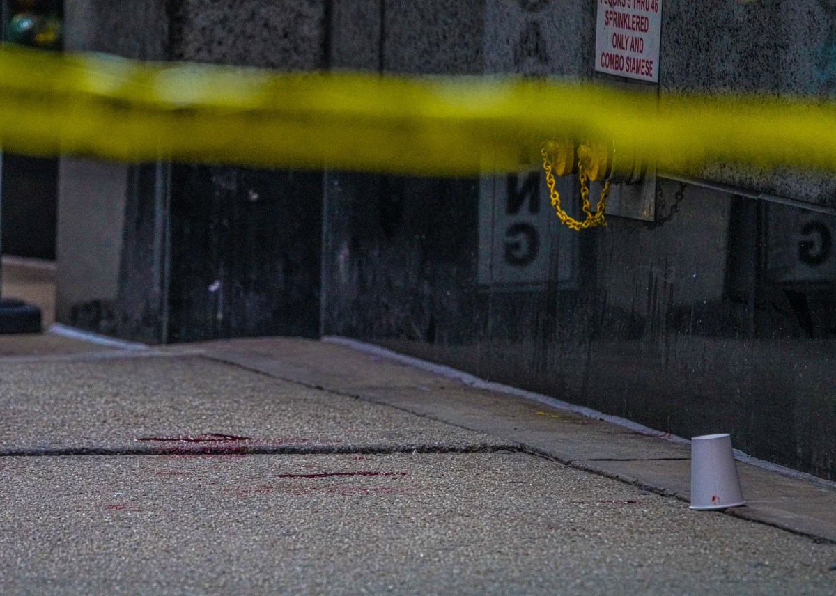 MIDTOWN ASSASSIN: NYPD inspector talks ghost gun found on Luigi Mangione, and possibly tracing the murder weapon 3 Midtown assassination scene Brian Thompson blood