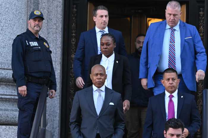 Adams' attorney accuses feds of leaking witness identity, testimony to press 5 Mayor Eric Adams exits a Nov. 1 federal court conference with his legal team and security detail.