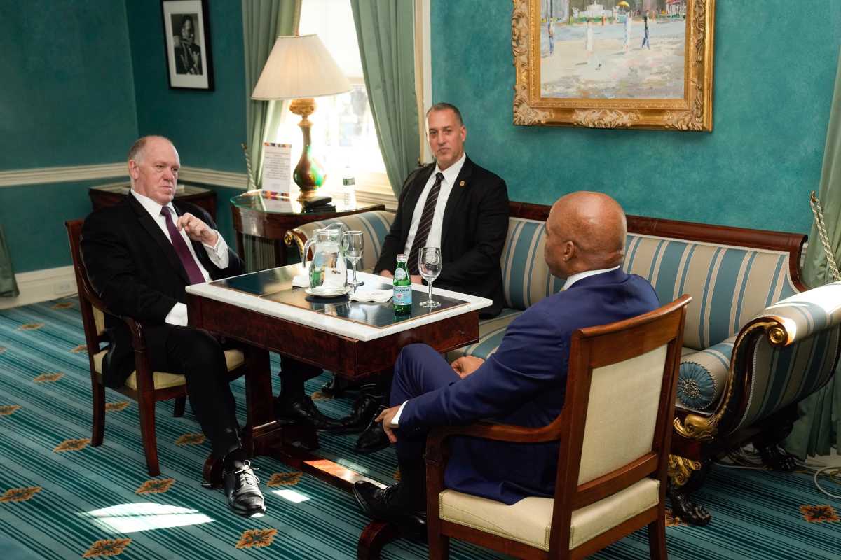 After meeting with Trump border czar, Mayor Adams says he'll seek dual approach to protect NYC immigrants and expel violent criminals 1 New York City Mayor Eric Adams meets with President-elect Donald Trump’s incoming border czar Tom Homan and President Joe Biden’s Department of Homeland Security Official Kenneth Genalo at Gracie Mansion in New York on Dec. 12.