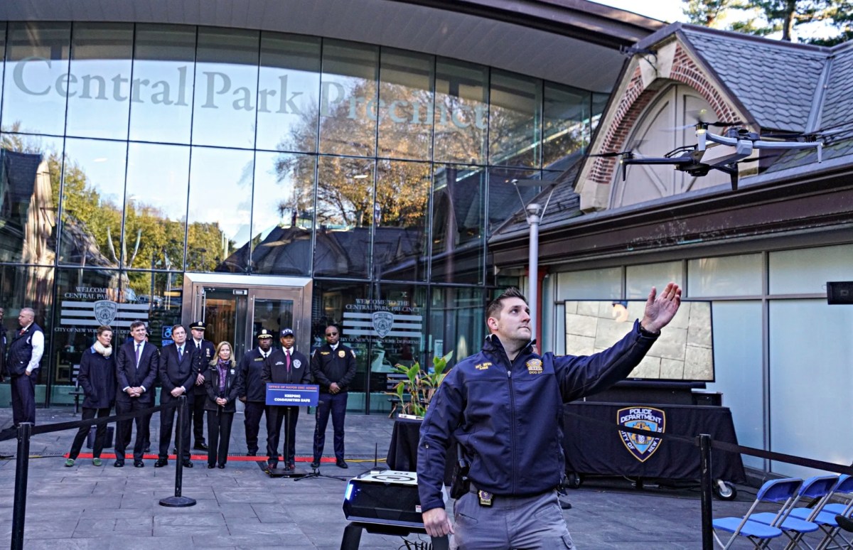 NYPD's eye-in-the-sky drone program violated its own public disclosure policy, inspector's report finds 2 NYPD officer demonstrates drone use