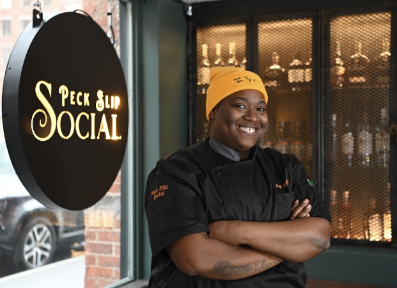 Peck Slip Social opens in Seaport: A whiskey wonderland blending Mediterranean and Asian flavors 4 Chef Taylor is in charge of the eats at Peck Slip. She brings years of experience to the kitchen.