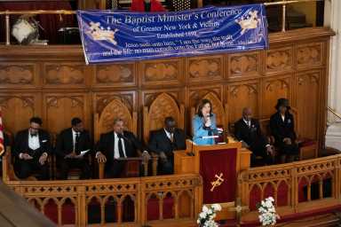 'Continue the march forward,' Hochul tells Harlem faithful during MLK Day commemoration 13 Governor Kathy Hochul delivers remarks at the Baptist Ministers Conference of Greater New York and Vicinity’s 57th Annual Dr. Martin Luther King Jr. Day Celebration.