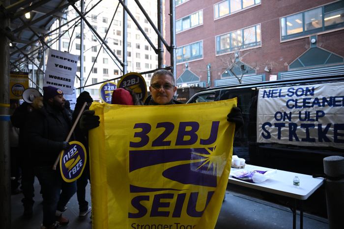 'Fighting for our dignity': Con Edison cleaners go on strike amid unfair labor practice allegations 4 32 BJ SEIU Denis Johnston supports his worker striking against unfair labor at Con Edison.