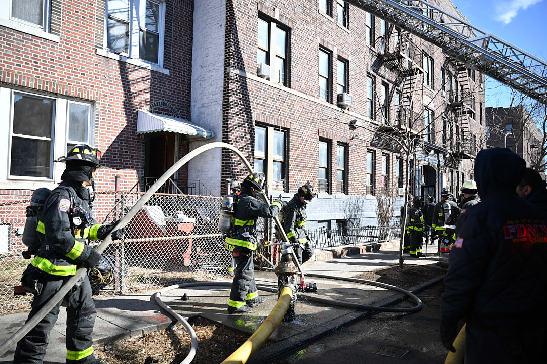 FDNY quickly takes down Brooklyn basement fire 2 Firefighters work on a fire in a Brooklyn basement.