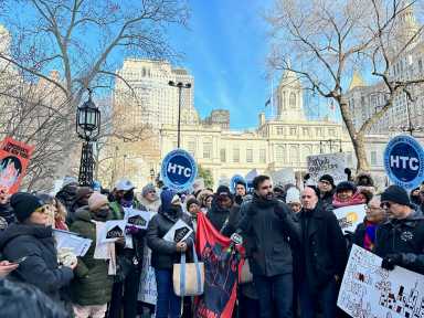 Crowd of NYC tenants rally against Airbnb bill, claims threats against housing stability 10 Tenants Not Tourists coalition send letter to Council leadership, urging Council to reject Airbnb’s bill and stand with vast majority of New Yorkers who rent their homes.