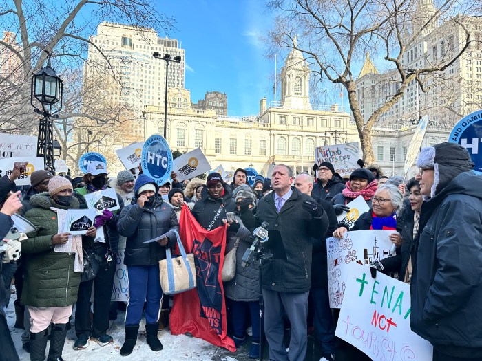 Crowd of NYC tenants rally against Airbnb bill, claims threats against housing stability 2 Brad Lander joined the coalition on their efforts to reject Intro 1107, a bill from Airbnb that could eliminate thousands of units of housing.