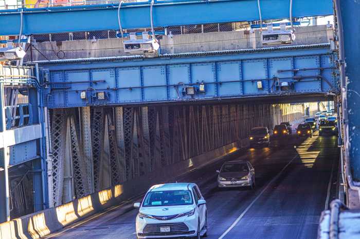 Real road relief: Latest congestion pricing research shows fewer traffic jams and delays across NYC metro area 4 Cars pass under the toll gantries at the Manhattan Bridge amid congestion pricing in New York on Jan. 7, 2025.