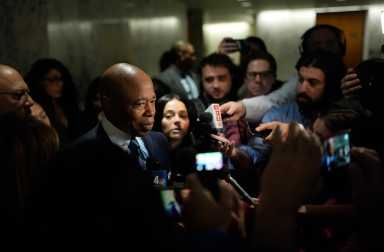 Mayor Adams speaks about migrant aid